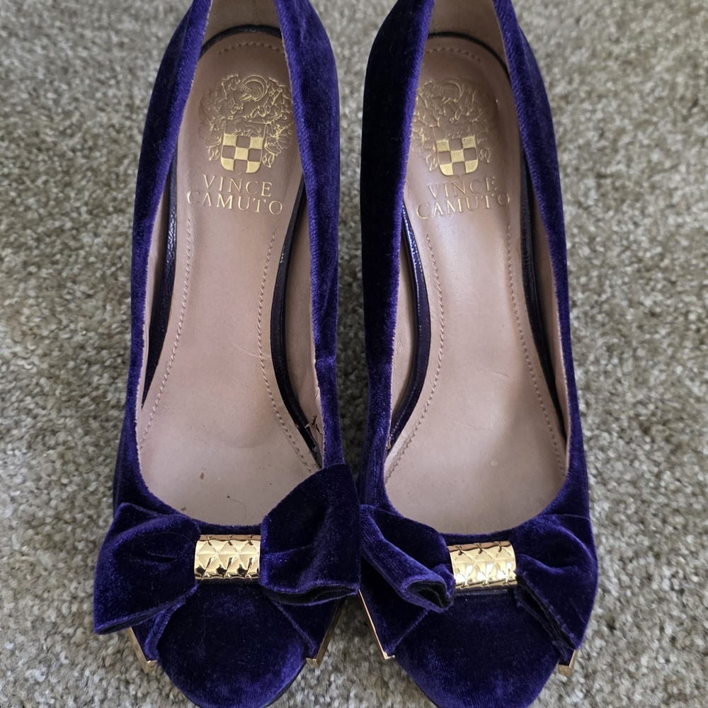 Vince Camuto Deep Purple Velvet Heels with Bow